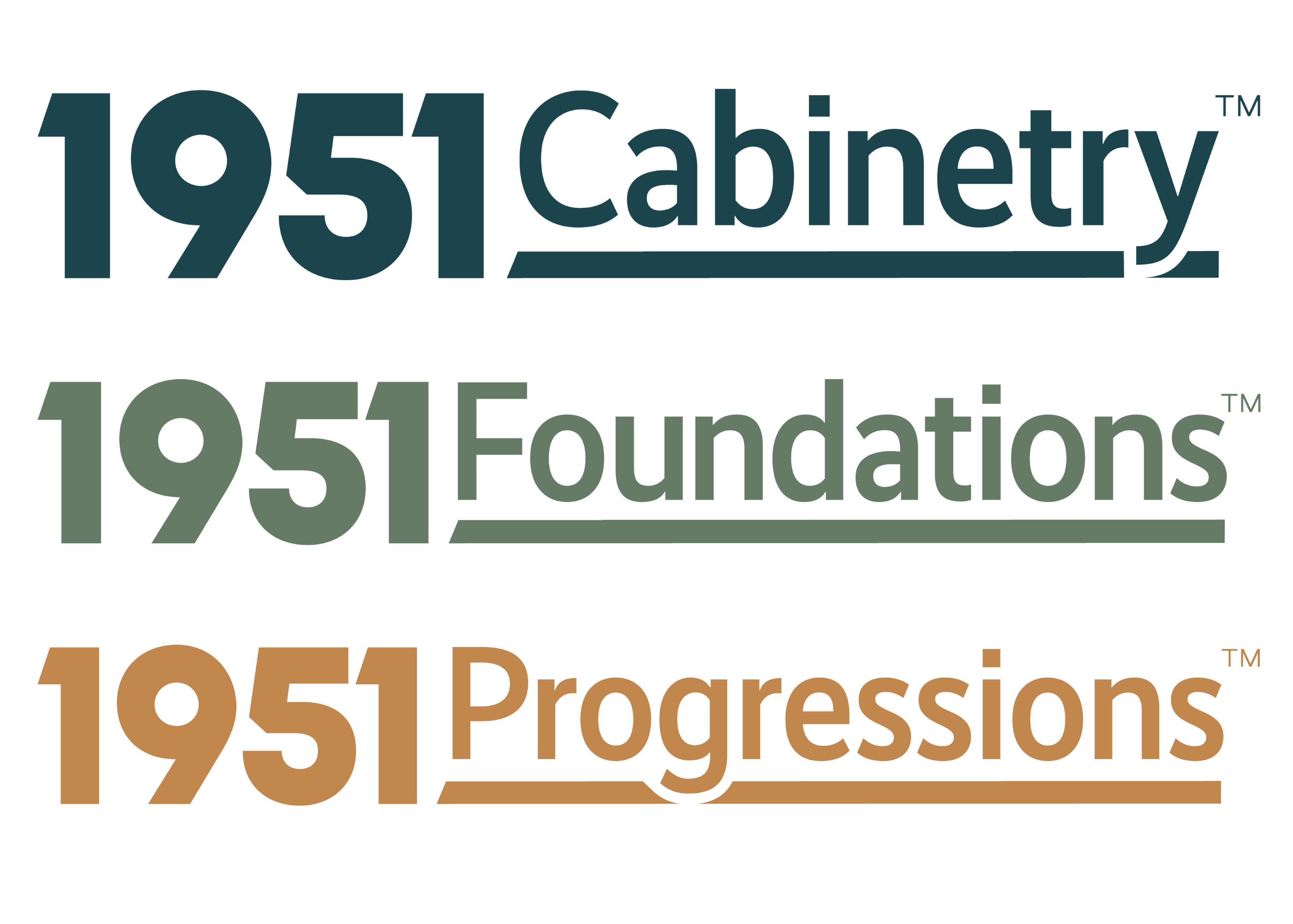 1951 cabinetry, foundations & progressions logos