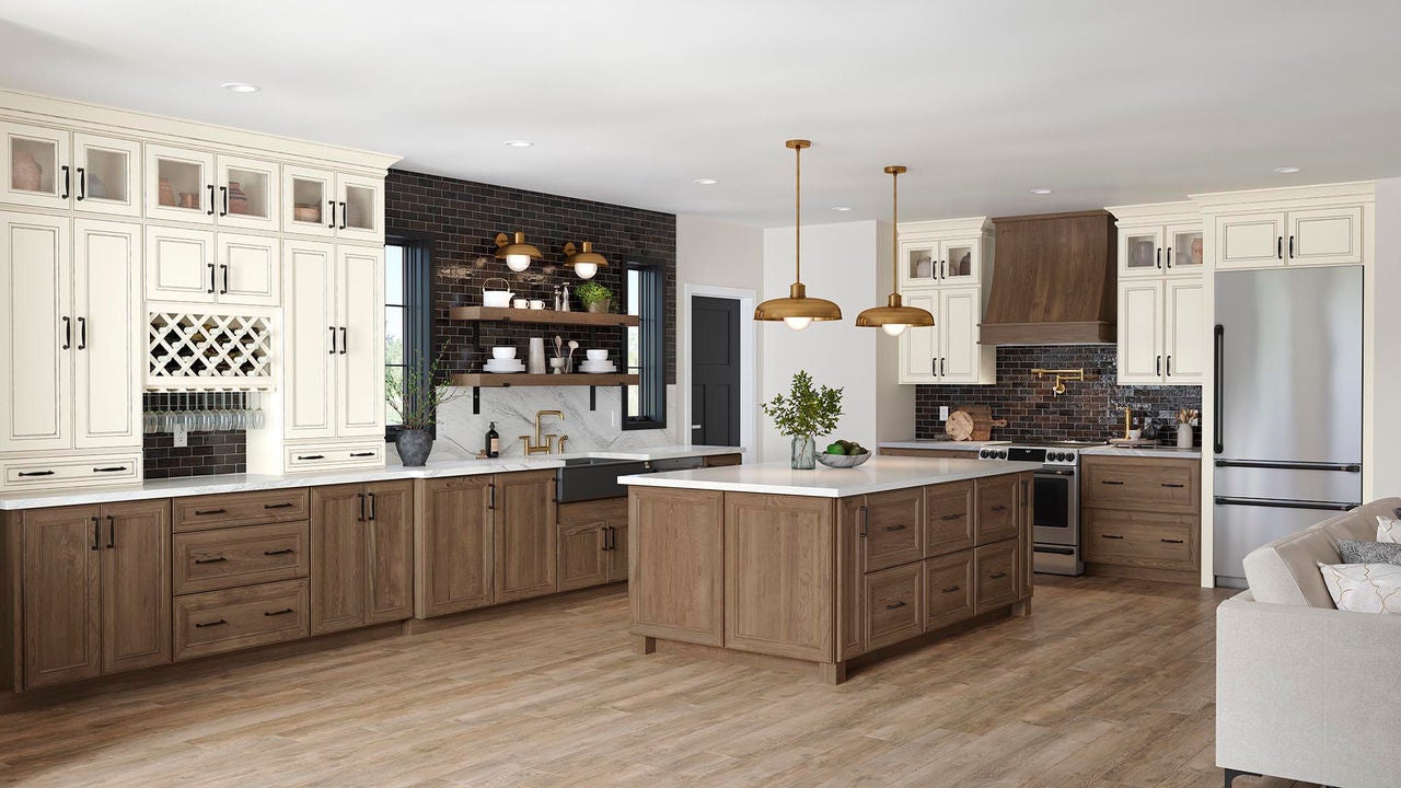 Cherry Clove  and Painted Biscotti Kitchen Cabinetry